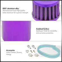 Load image into Gallery viewer, Universal 200ML Cylinder Oil Catch Can Tank 5"x3.25"x3.25" with Breather Filter & Dipstick Purple