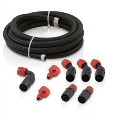 Load image into Gallery viewer, Nylon Braided Fuel Line 162&quot; with 8pcs An Fitting Adapter Kit Black Hose Black/Red Fittings
