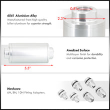Load image into Gallery viewer, Universal High Flow Inline Fuel Filter Kit Silver