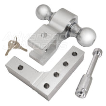 Load image into Gallery viewer, Adjustable Aluminum Tow Hitch Dual Ball 2 5/16" + 2" Trailer Receiver RV Boat