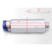 Load image into Gallery viewer, Universal 2.5" Inlet / 4" Slant Tip Fireball Style Stainless Steel Exhaust Muffler Burnt