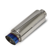 Load image into Gallery viewer, Universal 3" Inlet / 4" Slant Tip Fireball Style Stainless Steel Exhaust Muffler Burnt