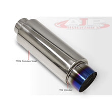 Load image into Gallery viewer, Universal 3&quot; Inlet / 4&quot; Slant Tip Fireball Style Stainless Steel Exhaust Muffler Burnt
