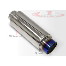 Load image into Gallery viewer, Universal 3" Inlet / 4" Slant Tip Fireball Style Stainless Steel Exhaust Muffler Burnt