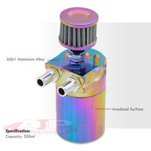Load image into Gallery viewer, Universal 200ML Cylinder Oil Catch Can Tank 5"x3.25"x3.25" with Breather Filter & Dipstick Neo Chrome
