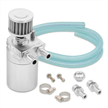 Load image into Gallery viewer, Universal 200ML Cylinder Oil Catch Can Tank 5"x3.25"x3.25" with Breather Filter & Dipstick Silver