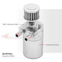 Load image into Gallery viewer, Universal 200ML Cylinder Oil Catch Can Tank 5"x3.25"x3.25" with Breather Filter & Dipstick Silver