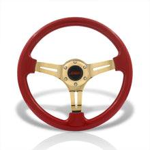 Load image into Gallery viewer, JDM Sport Universal 350mm Heavy Duty Steel Steering Wheel Gold Center Metallic Red