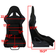 Load image into Gallery viewer, Universal K110 Bucket Racing Seats + Sliders Black Cloth