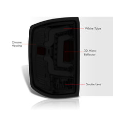 Load image into Gallery viewer, Chevrolet Silverado 1500 2014-2018 / 1500LD 2019 / 2500HD 3500HD 2015-2019 / GMC Sierra 3500HD Dually 2015-2019 LED Bar Tail Lights Chrome Housing Smoke Len White Tube (Excluding OEM LED Models)