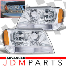 Load image into Gallery viewer, Jeep Grand Cherokee 1999-2004 Factory Style Headlights Chrome Housing Clear Len Amber Reflector