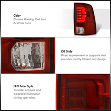 Load image into Gallery viewer, Dodge Ram 1500 2009-2018 / 2500 3500 2010-2018 LED Bar Tail Lights Chrome Housing Red Len White Tube (Excluding OEM LED Models)