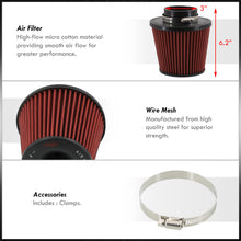 Load image into Gallery viewer, JDM Sport Universal 3&quot; Air Filter Red
