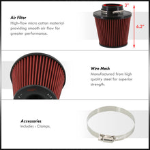 Load image into Gallery viewer, JDM Sport Universal 3" Air Filter Red