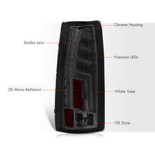 Load image into Gallery viewer, Chevrolet C/K 1988-1999 / Suburban 1992-1999 / Tahoe 1995-1999 / Blazer Full Size 1992-1994 / GMC C/K 1988-1999 / Yukon 1992-1999 / Cadillac Escalade 1999-2000 LED Bar Tail Lights Chrome Housing Smoke Len White Tube