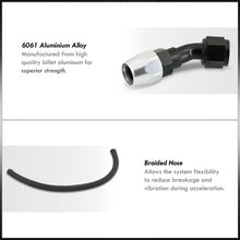 Load image into Gallery viewer, T3/T4 Turbo Oil Return Line Kit with Black Nylon Braided and Chrome/Black Connector