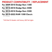 Load image into Gallery viewer, Dodge Ram 1500 2009-2018 / 2500 3500 2010-2018 LED Bar Tail Lights Black Housing Smoke Len White Tube (Excluding OEM LED Models)