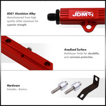 Load image into Gallery viewer, JDM Sport Mitsubishi EVO 4 5 6 7 8 9 1992–2007 / Eclipse 1995-1999 4G63 Fuel Rail Red with Black Fittings