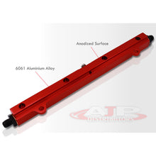 Load image into Gallery viewer, JDM Sport Mitsubishi EVO 4 5 6 7 8 9 1992–2007 / Eclipse 1995-1999 4G63 Fuel Rail Red with Black Fittings