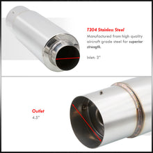 Load image into Gallery viewer, Universal 3" Inlet / 4.5" Straight Tip Fireball Style Stainless Steel Exhaust Muffler Chrome