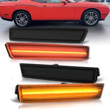 Load image into Gallery viewer, Dodge Challenger 2015-2022 4 Piece Front Amber & Rear Red LED Side Marker Lights Smoke Len
