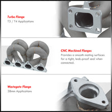 Load image into Gallery viewer, Acura Integra 1990-2001 / Honda Civic 1988-2000 / CRX 1988-1991 / Del Sol 1993-1997 B-Series B16 B18 B20 T3/T4 Ram Horn Ceramic Turbo Manifold (38mm Wastegate Flange)