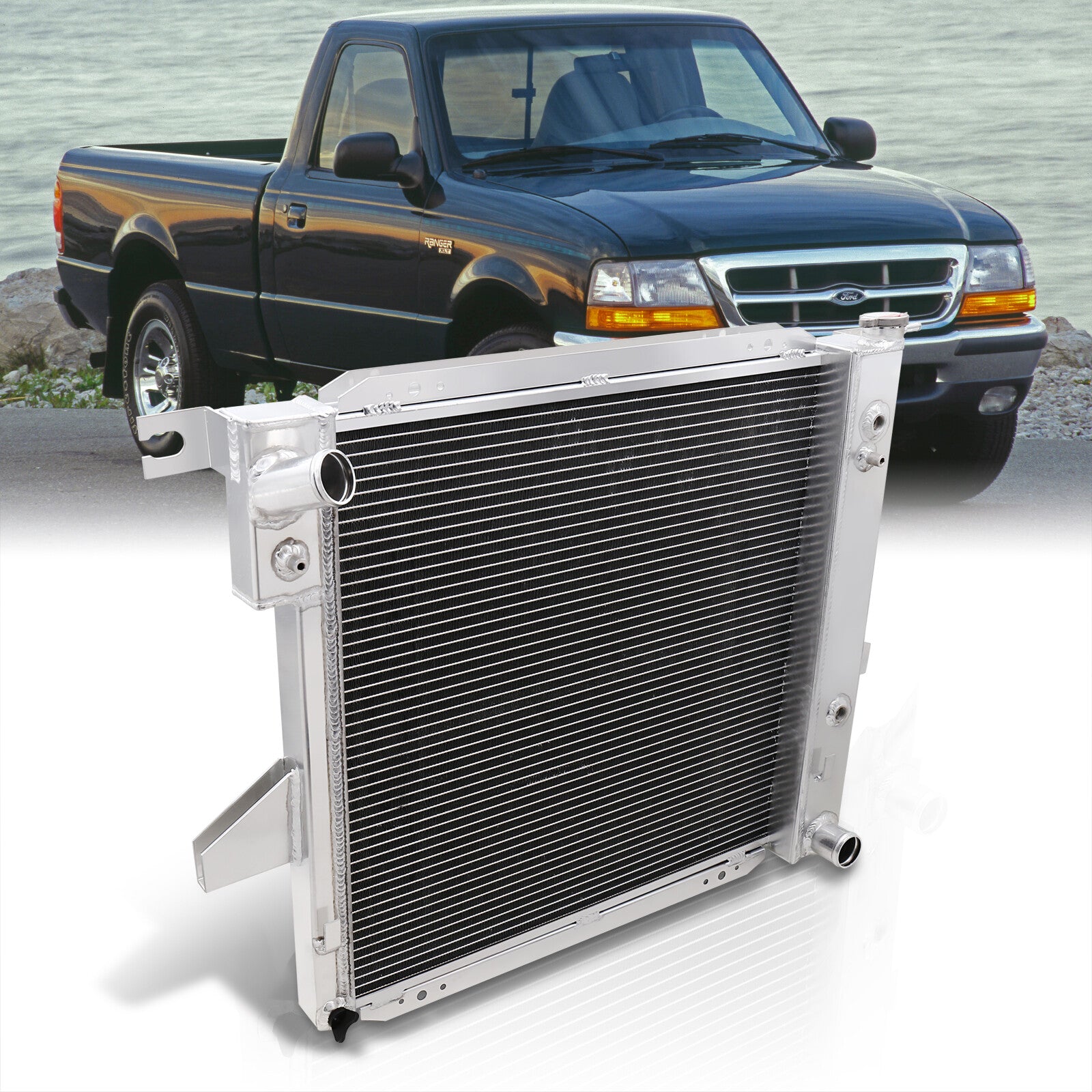 thumbnail image 2 of Auspartshouse Aluminum Radiator For Ford Explorer 98-01, Ranger 98-11 & Mazda B3000 98-07 – Direct Fit 1.5" Inlet 2 of 2