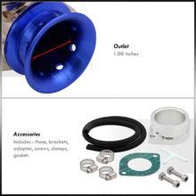 Load image into Gallery viewer, Adjustable PSI BOV Gunmetal Top Blue Lip Blow Off Valve + Aluminum Adapter Pipe