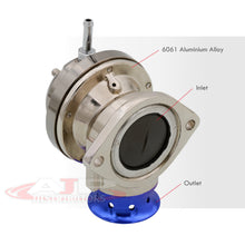 Load image into Gallery viewer, Adjustable PSI BOV Gunmetal Top Blue Lip Blow Off Valve + Aluminum Adapter Pipe