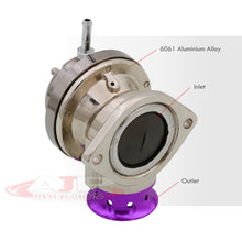 Load image into Gallery viewer, Adjustable PSI BOV Gunmetal Top Purple Lip Blow Off Valve Aluminum Adapter Pipe