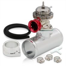 Load image into Gallery viewer, Adjustable PSI BOV Gunmetal Top Red Lip Blow Off Valve Aluminum Adapter Pipe