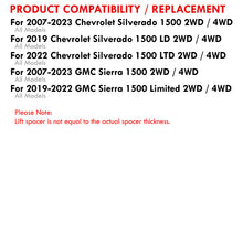 Load image into Gallery viewer, Chevrolet Silverado 1500 2007-2023 / GMC Sierra 1500 2007-2023 3" Front 2" Rear Leveling Lift Kit Silver