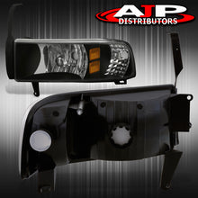 Load image into Gallery viewer, Dodge Ram 1500 2500 3500 1994-2001 1 Piece Headlights Black Housing Clear Len Amber Reflector ( Except sports package models )