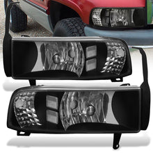 Load image into Gallery viewer, Dodge Ram 1500 2500 3500 1994-2001 1 Piece Headlights Black Housing Clear Len Clear Reflector ( Except sports package models )