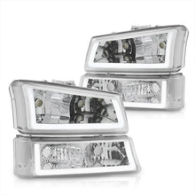 Load image into Gallery viewer, Chevrolet Silverado 2003-2006 LED DRL Bar Factory Style Headlights + Bumpers Chrome Housing Clear Len Clear Reflector