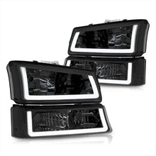 Load image into Gallery viewer, Chevrolet Silverado 2003-2006 LED DRL Bar Factory Style Headlights + Bumpers Chrome Housing Smoke Len Clear Reflector