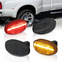 Load image into Gallery viewer, Ford F250 F350 F450 F550 Super Duty Dually 2011-2022 4 Piece Front Amber & Rear Red LED Fender Side Marker Lights Smoke Len