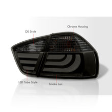 Load image into Gallery viewer, BMW 3 Series E90 4 Door 2005-2009 LED Bar Tail Lights Chrome Housing Smoke Len White Tube