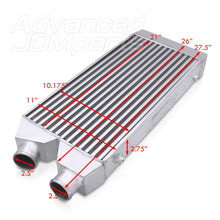 Load image into Gallery viewer, Universal Same Side Aluminum Intercooler (Tube & Fin | Overall: 28.0" x 11.0" x 3.0" | Core: 21.0" x 11" x 2.75" | Inlet/Outlet: 2.5")