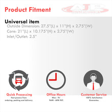Load image into Gallery viewer, Universal Same Side Aluminum Intercooler (Tube & Fin | Overall: 28.0" x 11.0" x 3.0" | Core: 21.0" x 11" x 2.75" | Inlet/Outlet: 2.5")