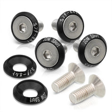 Load image into Gallery viewer, Universal 6 Piece JDM Black Billet Aluminum Engine Bay Dress Up Kit M8 x 20mm Fender Washer