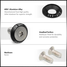 Load image into Gallery viewer, Universal 6 Piece JDM Black Billet Aluminum Engine Bay Dress Up Kit M8 x 20mm Fender Washer