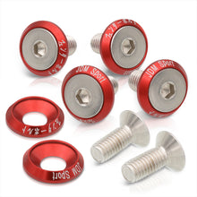 Load image into Gallery viewer, Universal 6 Piece JDM Red Billet Aluminum Engine Bay Dress Up Kit M8 x 20mm Fender Washer