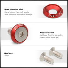 Load image into Gallery viewer, Universal 6 Piece JDM Red Billet Aluminum Engine Bay Dress Up Kit M8 x 20mm Fender Washer