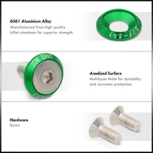 Load image into Gallery viewer, Universal 6 Piece JDM Green Billet Aluminum Engine Bay Dress Up Kit M8 x 20mm Fender Washer
