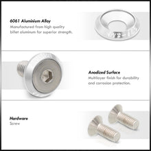 Load image into Gallery viewer, Universal 6 Piece JDM Silver Billet Aluminum Engine Bay Dress Up Kit M8 x 20mm Fender Washer