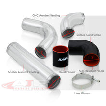 Load image into Gallery viewer, 3" Universal (12 Piece) Chrome Aluminum Piping Kit with 24 T-Bolt Clamps + Silicone Black Red Couplers