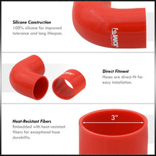 Load image into Gallery viewer, 3" Universal (12 Piece) Chrome Aluminum Piping Kit with 24 T-Bolt Clamps + Silicone Red Couplers