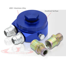 Load image into Gallery viewer, Universal Oil Filter Cooler Sandwich Relocator Adapter Plate Blue
