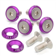 Load image into Gallery viewer, Universal 6 Piece JDM Purple Billet Aluminum Engine Bay Dress Up Kit M8 x 20mm Fender Washer